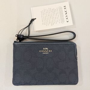 Coach Blue Demin Signature C Jacquard Wristlet NWT